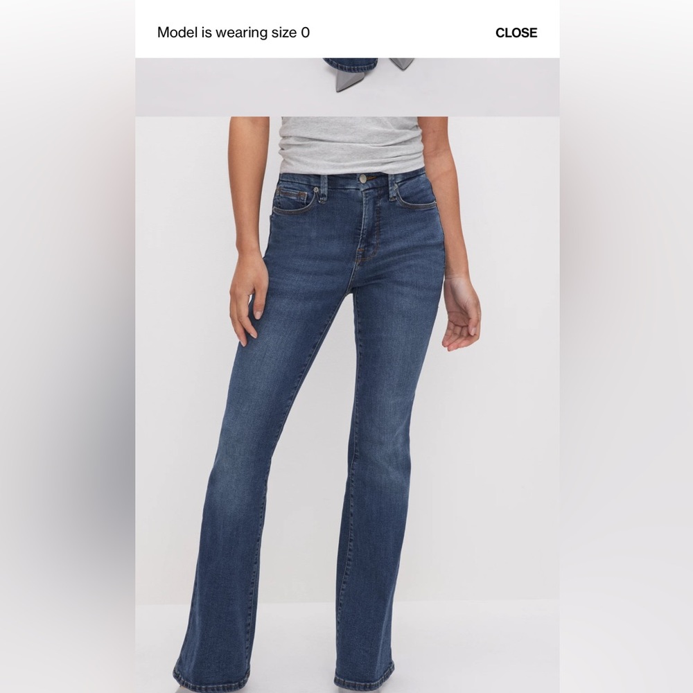 Good American Good Petite Flare Jeans - Blue - Picture 2 of 8